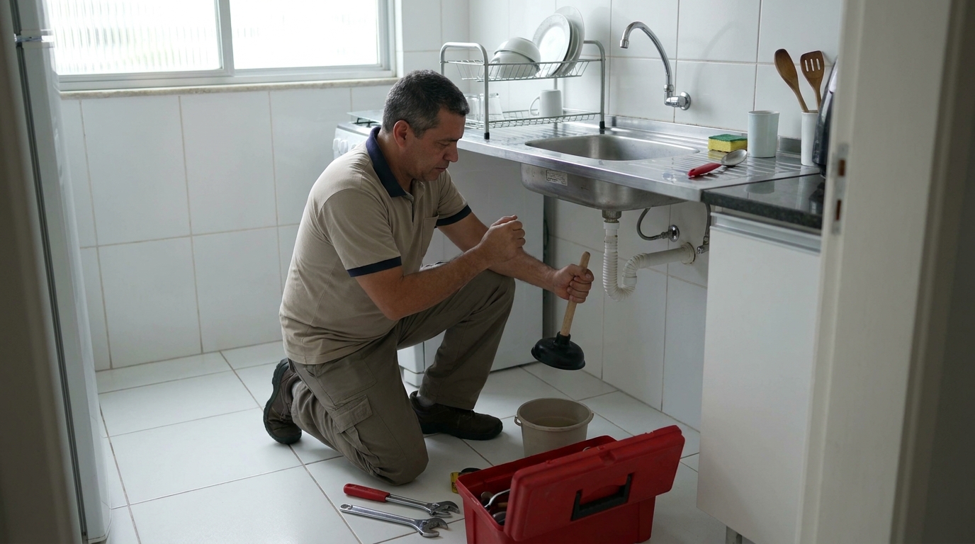 Desentupimento de pia residencial em Canoas‑RS
